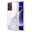 For Xiaomi Poco F5 5G/Redmi Note 12 Turbo Electroplating Marble Dual-side IMD Phone Case(White 006) - 1