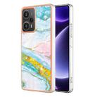 For Xiaomi Poco F5 5G/Redmi Note 12 Turbo Electroplating Marble Dual-side IMD Phone Case(Green 004) - 1