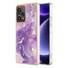 For Xiaomi Poco F5 5G/Redmi Note 12 Turbo Electroplating Marble Dual-side IMD Phone Case(Purple 002) - 1