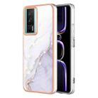 For Xiaomi Poco F5 Pro 5G/Redmi K60 Electroplating Marble Dual-side IMD Phone Case(White 006) - 1