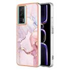 For Xiaomi Poco F5 Pro 5G/Redmi K60 Electroplating Marble Dual-side IMD Phone Case(Rose Gold 005) - 1