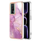 For Xiaomi Poco F5 Pro 5G/Redmi K60 Electroplating Marble Dual-side IMD Phone Case(Purple 001) - 1