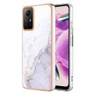 For Xiaomi Redmi Note 12S 4G Electroplating Marble Dual-side IMD Phone Case(White 006) - 1