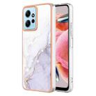 For Xiaomi Redmi Note 12 4G Global Electroplating Marble Dual-side IMD Phone Case(White 006) - 1