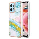 For Xiaomi Redmi Note 12 4G Global Electroplating Marble Dual-side IMD Phone Case(Green 004) - 1