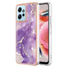 For Xiaomi Redmi Note 12 4G Global Electroplating Marble Dual-side IMD Phone Case(Purple 002) - 1