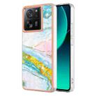 For Xiaomi 13T/13T Pro Electroplating Marble Dual-side IMD Phone Case(Green 004) - 1