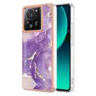 For Xiaomi 13T/13T Pro Electroplating Marble Dual-side IMD Phone Case(Purple 002) - 1