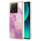 For Xiaomi 13T/13T Pro Electroplating Marble Dual-side IMD Phone Case(Purple 001) - 1