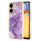 For Xiaomi Redmi 13C 4G Electroplating Marble Dual-side IMD Phone Case(Purple 002) - 1