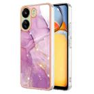 For Xiaomi Redmi 13C 4G Electroplating Marble Dual-side IMD Phone Case(Purple 001) - 1