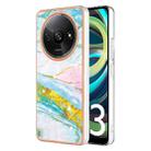 For Xiaomi Redmi A3 Electroplating Marble Dual-side IMD Phone Case(Green 004) - 1