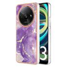 For Xiaomi Redmi A3 Electroplating Marble Dual-side IMD Phone Case(Purple 002) - 1