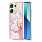 For Xiaomi Redmi Note 13 4G Global Electroplating Marble Dual-side IMD Phone Case(Rose Gold 005) - 1