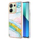 For Xiaomi Redmi Note 13 4G Global Electroplating Marble Dual-side IMD Phone Case(Green 004) - 1