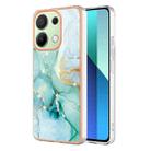 For Xiaomi Redmi Note 13 4G Global Electroplating Marble Dual-side IMD Phone Case(Green 003) - 1