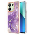 For Xiaomi Redmi Note 13 4G Global Electroplating Marble Dual-side IMD Phone Case(Purple 002) - 1