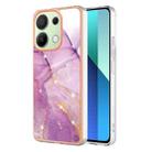 For Xiaomi Redmi Note 13 4G Global Electroplating Marble Dual-side IMD Phone Case(Purple 001) - 1