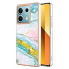 For Xiaomi Redmi Note 13 5G Global Electroplating Marble Dual-side IMD Phone Case(Green 004) - 1