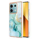 For Xiaomi Redmi Note 13 5G Global Electroplating Marble Dual-side IMD Phone Case(Green 003) - 1