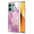 For Xiaomi Redmi Note 13 5G Global Electroplating Marble Dual-side IMD Phone Case(Purple 002) - 1