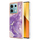 For Xiaomi Redmi Note 13 5G Global Electroplating Marble Dual-side IMD Phone Case(Purple 001) - 1