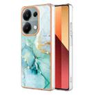 For Xiaomi Redmi Note 13 Pro 4G Global Electroplating Marble Dual-side IMD Phone Case(Green 003) - 1