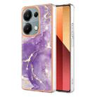 For Xiaomi Redmi Note 13 Pro 4G Global Electroplating Marble Dual-side IMD Phone Case(Purple 002) - 1