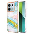For Xiaomi Redmi Note 13 Pro 5G Global Electroplating Marble Dual-side IMD Phone Case(Green 004) - 1