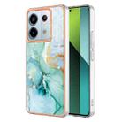 For Xiaomi Redmi Note 13 Pro 5G Global Electroplating Marble Dual-side IMD Phone Case(Green 003) - 1