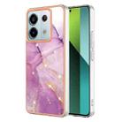 For Xiaomi Redmi Note 13 Pro 5G Global Electroplating Marble Dual-side IMD Phone Case(Purple 001) - 1