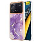 For Xiaomi Poco X6 Pro Electroplating Marble Dual-side IMD Phone Case(Purple 002) - 1
