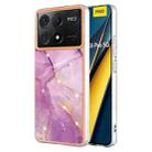 For Xiaomi K70E Electroplating Marble Dual-side IMD Phone Case(Purple 001) - 1