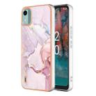 For Nokia C12 Electroplating Marble Dual-side IMD Phone Case(Rose Gold 005) - 1