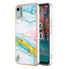 For Nokia C12 Electroplating Marble Dual-side IMD Phone Case(Green 004) - 1