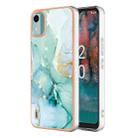 For Nokia C12 Electroplating Marble Dual-side IMD Phone Case(Green 003) - 1