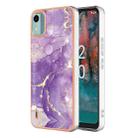 For Nokia C12 Electroplating Marble Dual-side IMD Phone Case(Purple 002) - 1