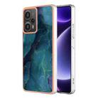 For Xiaomi Poco F5 5G/Redmi Note 12 Turbo Electroplating Marble Dual-side IMD TPU Phone Case(Green 017) - 1