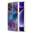 For Xiaomi Poco F5 5G/Redmi Note 12 Turbo Electroplating Marble Dual-side IMD TPU Phone Case(Purple 016) - 1