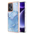 For Xiaomi Poco F5 5G/Redmi Note 12 Turbo Electroplating Marble Dual-side IMD TPU Phone Case(Blue 018) - 1