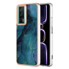 For Xiaomi Poco F5 Pro 5G/Redmi K60 Electroplating Marble Dual-side IMD TPU Phone Case(Green 017) - 1