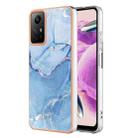 For Xiaomi Redmi Note 12S 4G Electroplating Marble Dual-side IMD TPU Phone Case(Blue 018) - 1