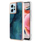 For Xiaomi Redmi Note 12 4G Global Electroplating Marble Dual-side IMD TPU Phone Case(Green 017) - 1