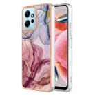 For Xiaomi Redmi Note 12 4G Global Electroplating Marble Dual-side IMD Phone Case(Rose Red 014) - 1