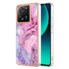 For Xiaomi 13T/13T Pro Electroplating Marble Dual-side IMD TPU Phone Case(Pink 013) - 1