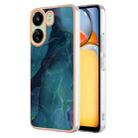 For Xiaomi Redmi 13C 4G Electroplating Marble Dual-side IMD Phone Case(Green 017) - 1