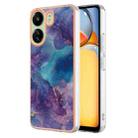 For Xiaomi Redmi 13C 4G Electroplating Marble Dual-side IMD TPU Phone Case(Purple 016) - 1