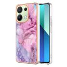 Xiaomi Redmi Note 13 4G Electroplating Marble Dual-side IMD TPU Phone Case(Pink 013) - 1