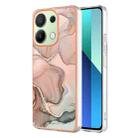 Xiaomi Redmi Note 13 4G Electroplating Marble Dual-side IMD TPU Phone Case(Rose Gold 015) - 1