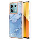 For Xiaomi Redmi Note 13 5G Global Electroplating Marble Dual-side IMD TPU Phone Case(Blue 018) - 1